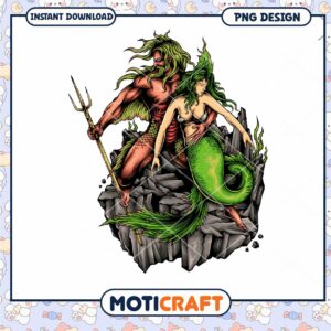 Poseidon Mermaid PNG Design