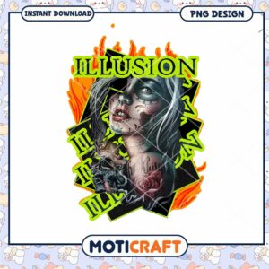 PNG Illusion Girl Skull Tattoo Design