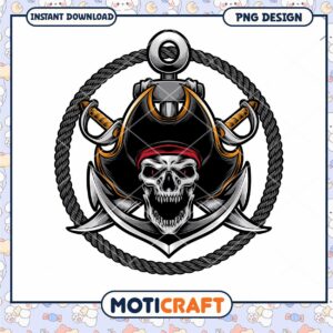 Pirate Skull Anchor PNG Design