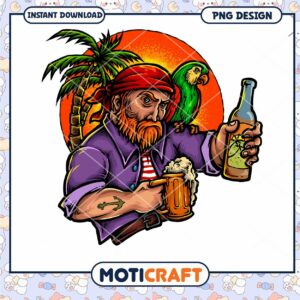 Pirate Drinking Beer PNG Design