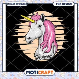 Pink Unicorn PNG Design Instant Download