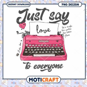 Pink Typewriter Love PNG Design