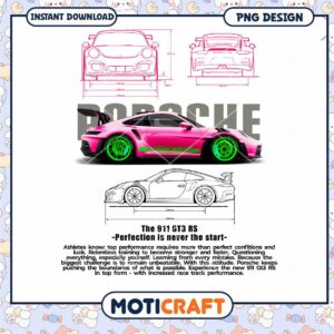Pink Porsche 911 GT3 RS PNG Design