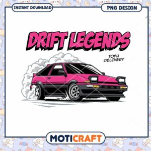 Pink Drift Car PNG Design Instant Download