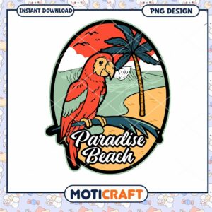 Paradise Beach Parrot PNG Design