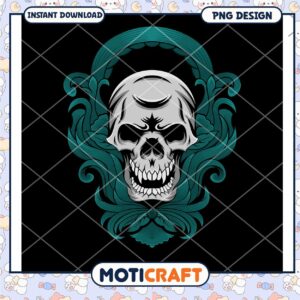 Ornate Skull PNG Design, Instant Download