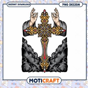 Ornate Cross PNG Design Instant Download