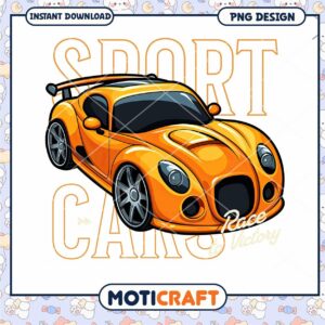 Orange Sport Car PNG Design