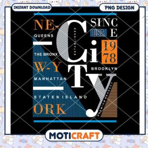 NYC Typography PNG Design Instant Download