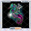 Neon Knight Sea Horse PNG Design