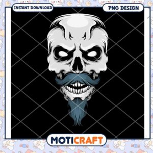 Mustache Skull PNG Design