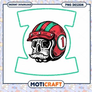 Mustached Skull Racer PNG Design