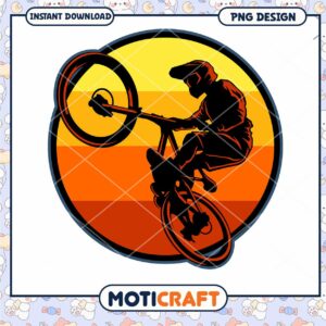 Mountain Biker Sunset PNG Design