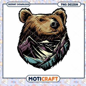 Mountain Bear PNG Design Instant Download