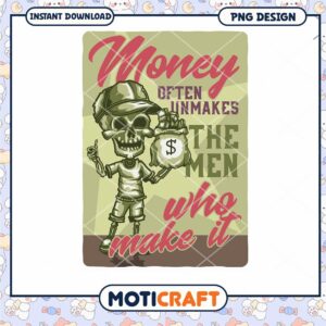 Money PNG Design Skull Holding Money Bag