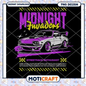 Midnight Racers PNG Design Instant Download