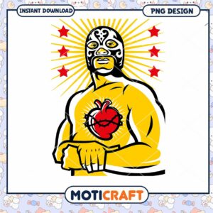 Luchador PNG Heart Design, Instant Download