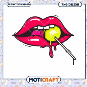 Lips Lollipop PNG Design Instant Download