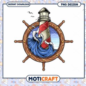 Lighthouse PNG Nautical Wheel Design