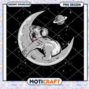 Koala Sleeping on Moon PNG Design