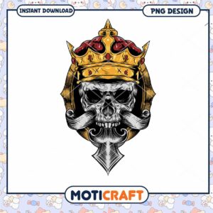 King Skull PNG Design Instant Download