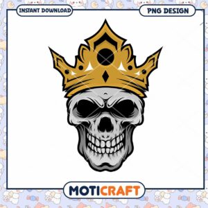 King Skull PNG Design Instant Download