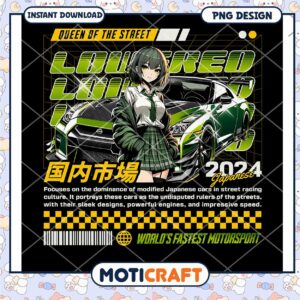 Japanese Street Racing Girl PNG 2024 Design