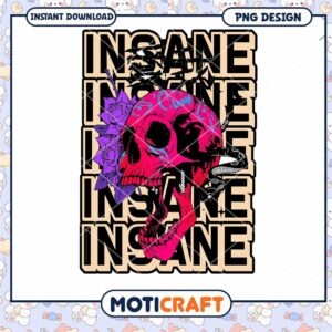 Insane Skull PNG Design Download