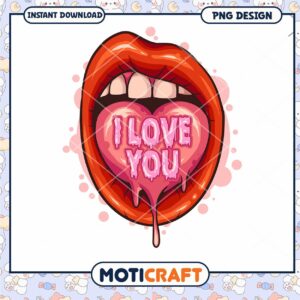 I Love You Lips PNG Design