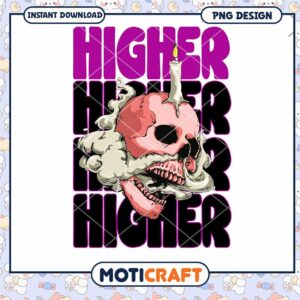 Higher Higher Skull PNG Design