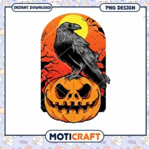 Halloween Pumpkin Raven PNG Design