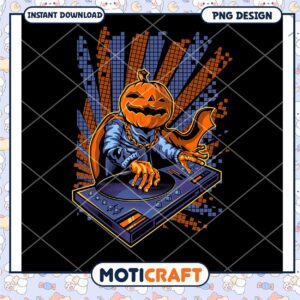 Halloween DJ Pumpkin PNG Design