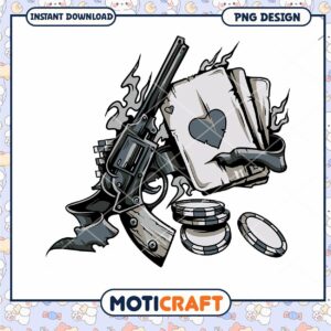 Gun Playing Cards PNG Design