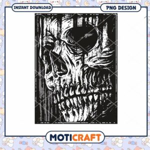 Grunge Skull PNG Design Instant Download