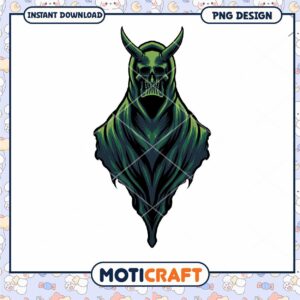 Green Skull Hooded Figure PNG