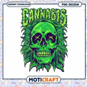 Green Skull Cannabis PNG Design