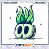 Green Flame Skull PNG Design