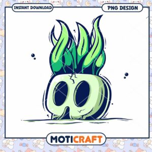 Green Flame Skull PNG Design