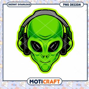 Green Alien DJ PNG Design