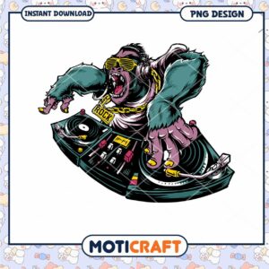 Gorilla DJ PNG Design Instant Download