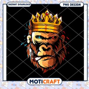 Gorilla King PNG Design Instant Download