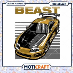 Gold Beast Supra PNG Design Instant Download