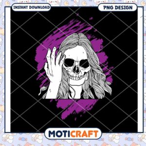 Girl Skull PNG Design Instant Download