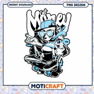 Get Money PNG Skateboard Girl Design