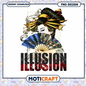 Geisha Skull Illusion PNG Design