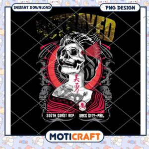 Geisha Skull PNG Design Instant Download