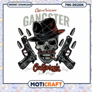 Gangster Skull PNG Design Instant Download