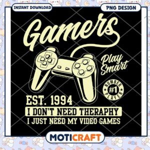 Gamer PNG Design Est 1994 Play Smart