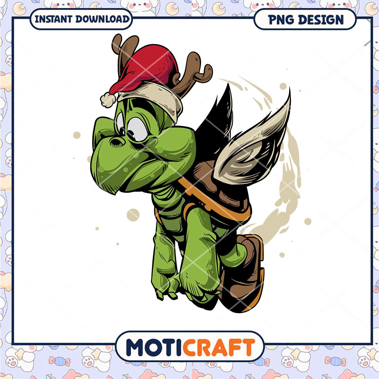 Flying Turtle Christmas PNG Design Flying Turtle Christmas PNG Design