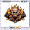 Flaming Skull Piston PNG Design